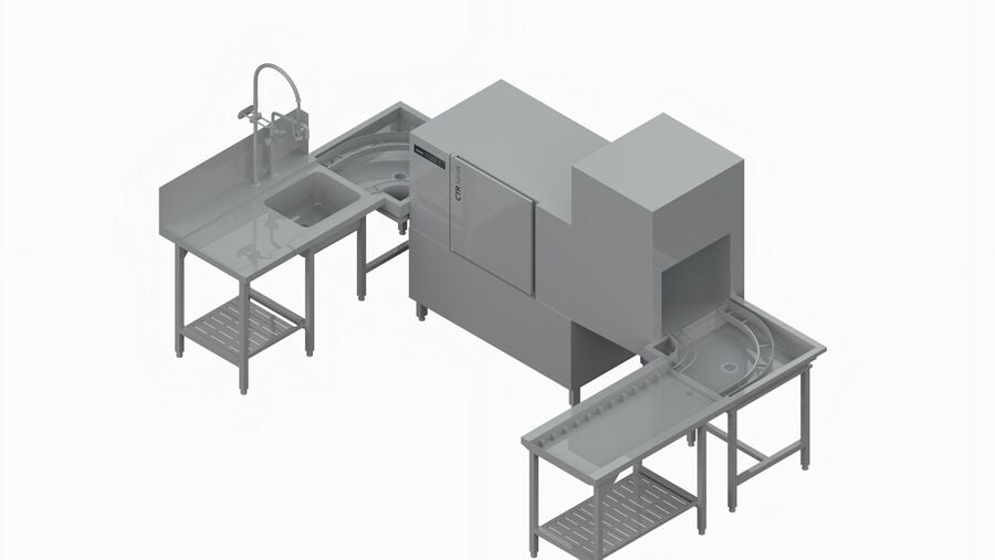 Winterhalter rack conveyor dishwasher CTR M-M, planning example Winterhalter rack conveyor dishwasher CTR M-M, planning example