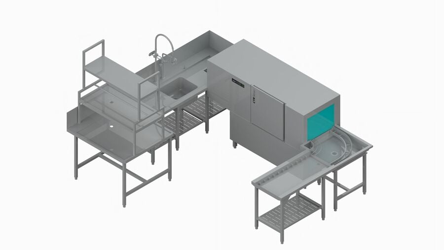 Winterhalter rack conveyor dishwasher CTR S-L, planning example Winterhalter rack conveyor dishwasher CTR S-L, planning example