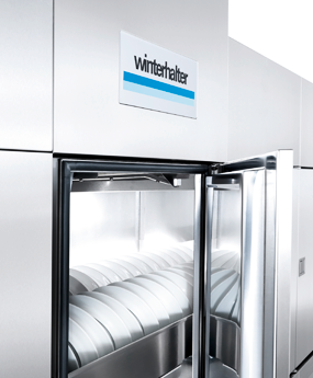 Hygiene doors on the Winterhalter conveyor dishwashers Hygiene doors on the Winterhalter conveyor dishwashers