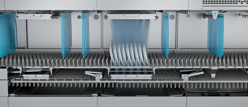 Winterhalter MTF flight-type dishwasher detail Winterhalter MTF flight-type dishwasher detail