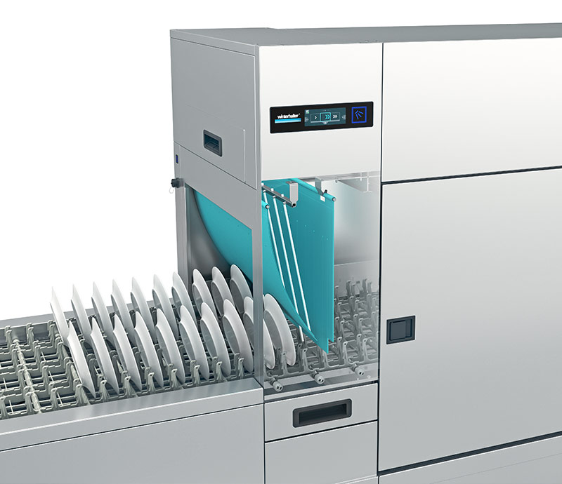 Winterhalter MTF flight-type dishwasher detail Winterhalter MTF flight-type dishwasher detail