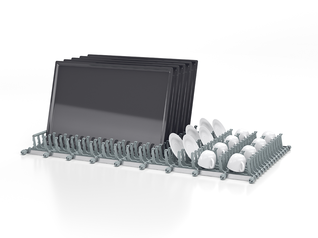 Winterhalter MTF flight-type dishwasher 60 mm full finger belt Winterhalter MTF flight-type dishwasher 60 mm full finger belt with dishes and trays