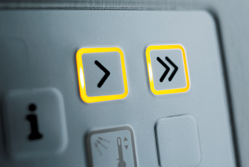 Winterhalter single-tank flight-type glasswasher with self-explanatory operating panel Winterhalter single-tank flight-type glasswasher with self-explanatory operating panel